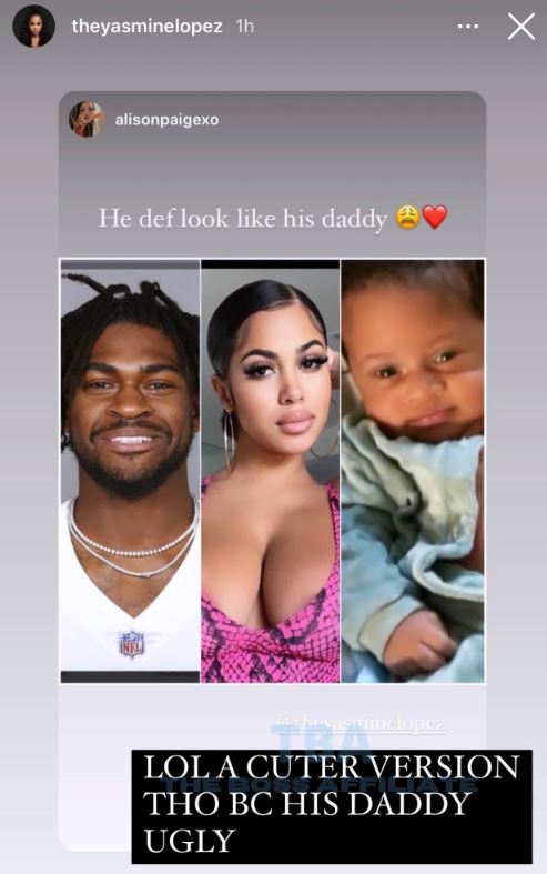 Yasmine Lopez confirming Trevon Diggs is the baby daddy.