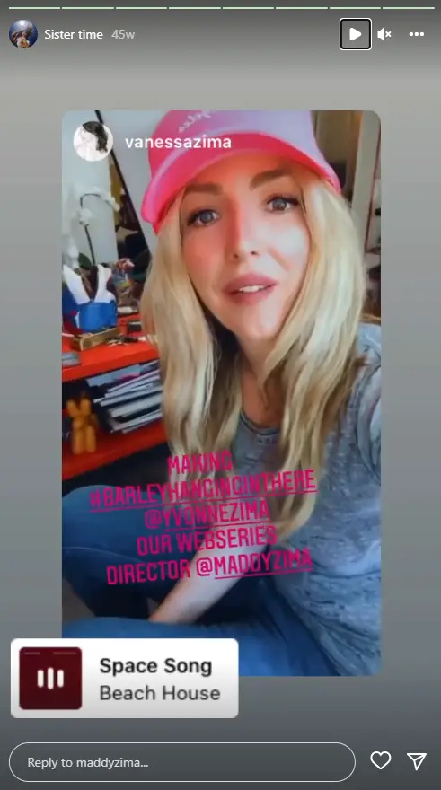 Vanessa Zima shared 'Barely Hanging In There' behind the scene clip.