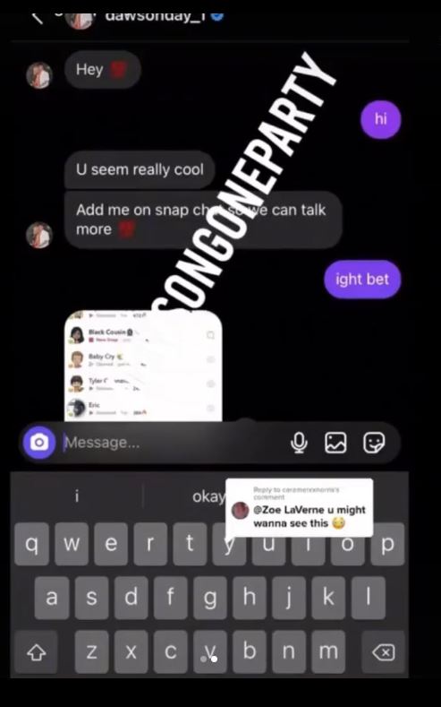 Viral Video of Zoe LaVerne's husband, Dawson Day, cheating on with random girl.