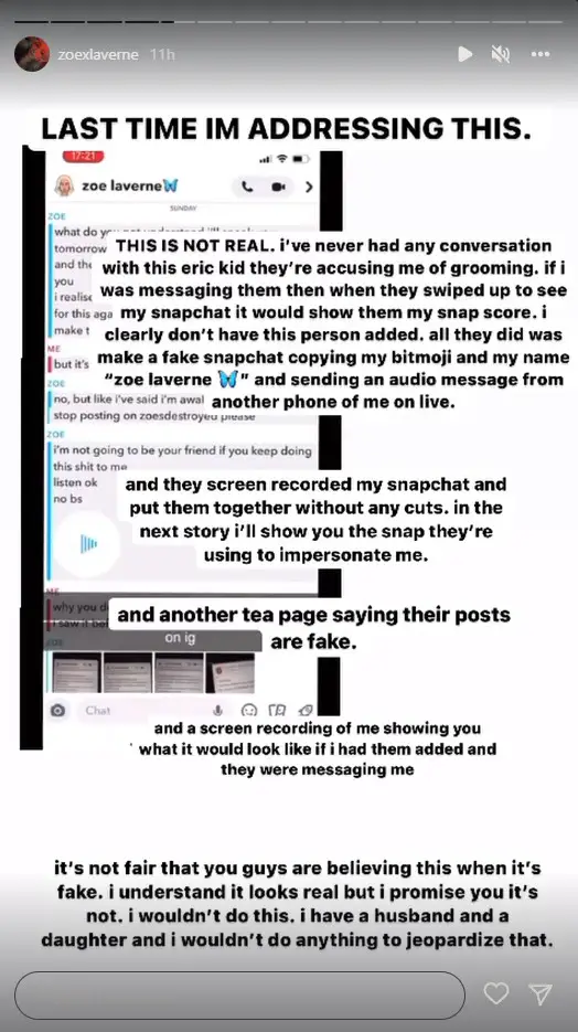 Zoe LaVerne denied grooming allegations and explains someone tried to make her look bad.