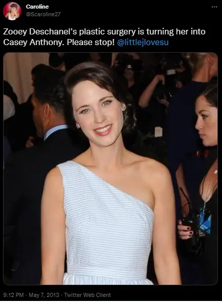 Zooey Deschanel's plastic surgeon is alleged of turning her into Casey Anthony.