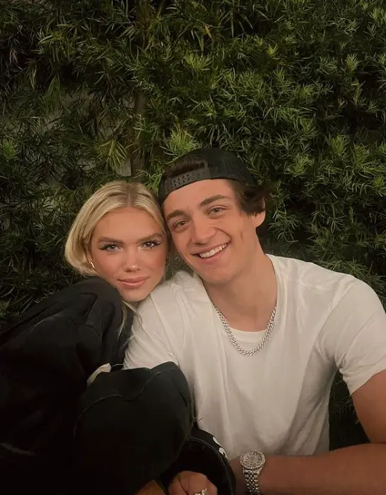 Asher Angel with his girlfriend, Caroline Gregory, in July 2022.