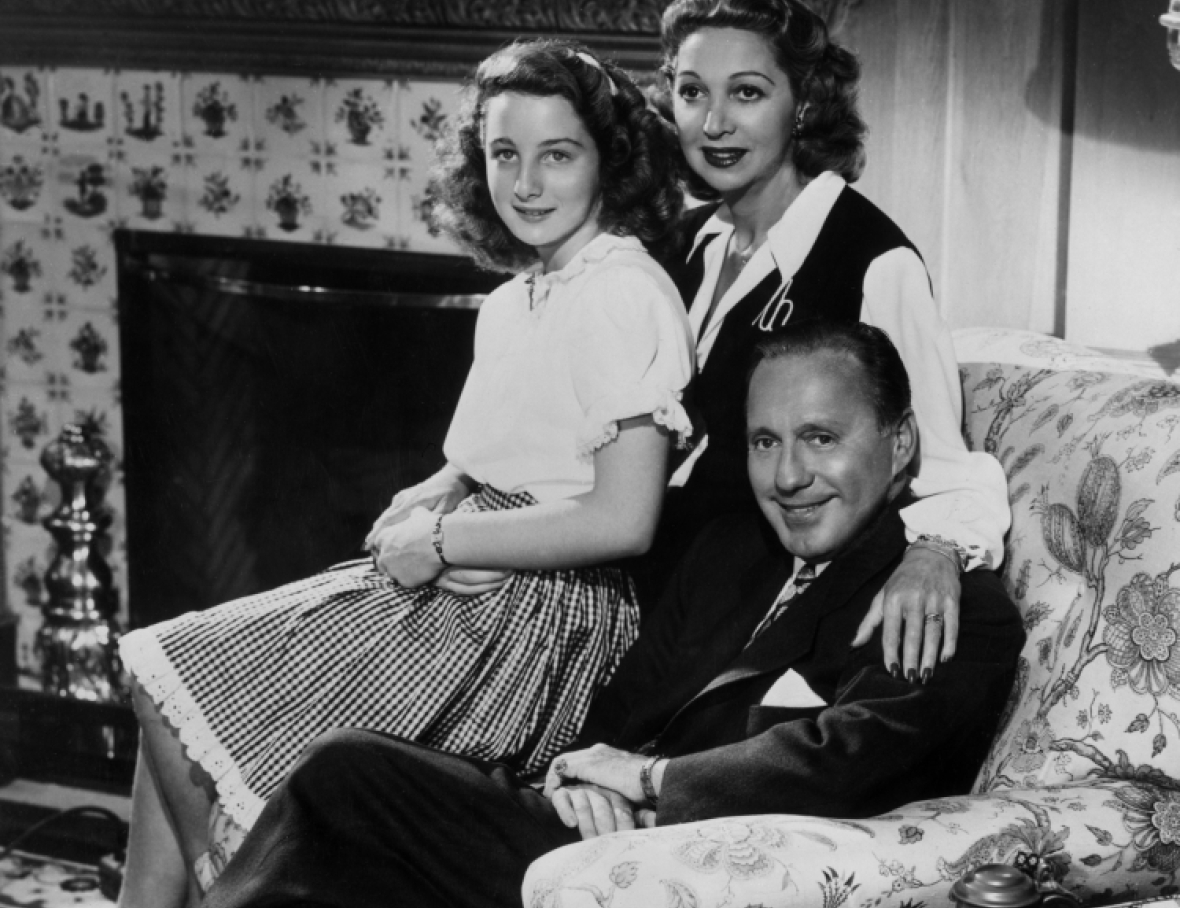 Jack Benny with his wife Mary Livingstone and adopted daughter Joan Benny.