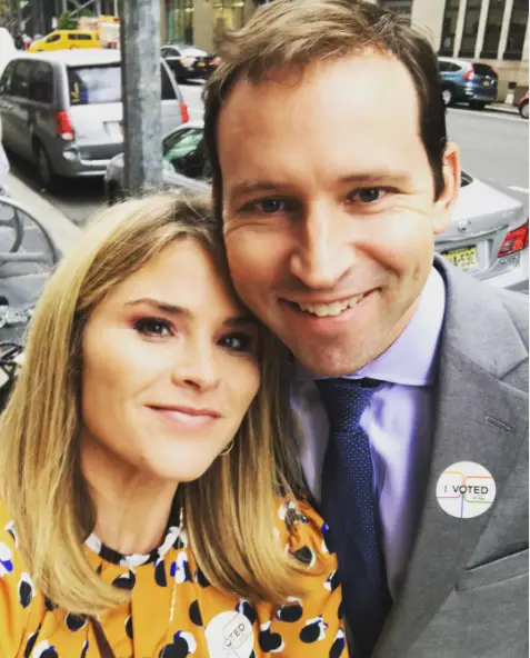 Jenna Bush Hager and her husband on their way to the voting polls.