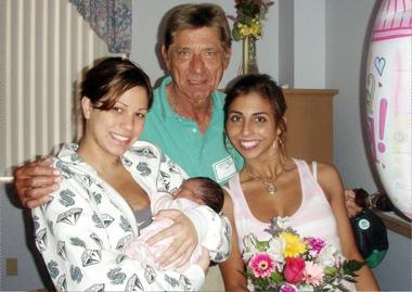 Joe Namath with daughters, Olivia and Jessica and grand daughter