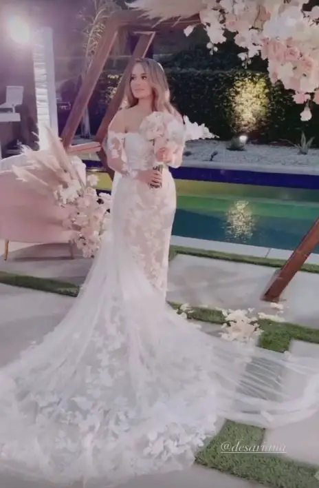 Destiny Rodriguez wore a mermaid gown on her wedding, held on December 15, 2021