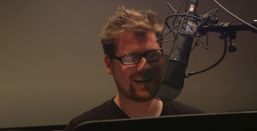 Justin Roiland during the recording process of Rick and Morty.