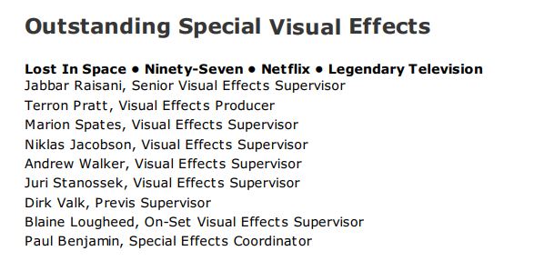 Lost In Space series nominated for outstanding special visual effects in Emmy awards 2020