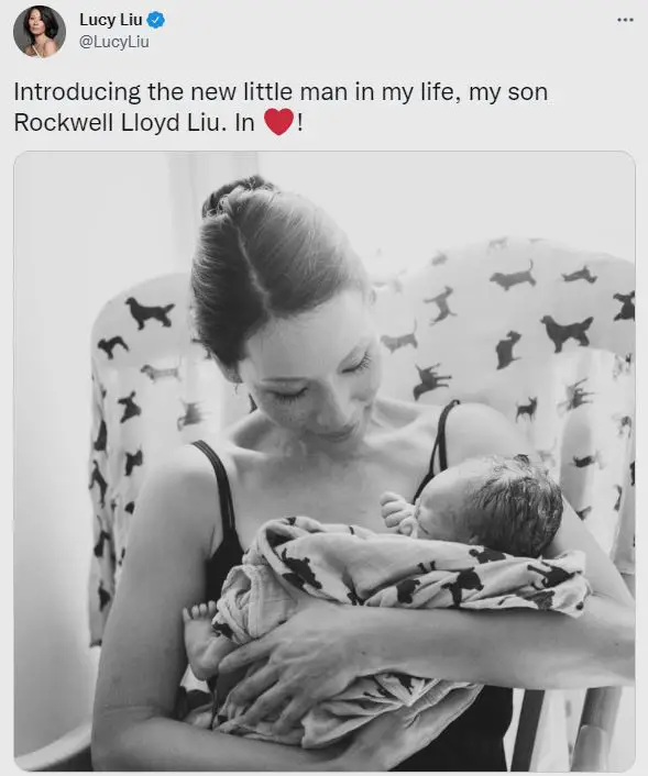 Lucy Liu introducing her son Rockwell Lloyd.