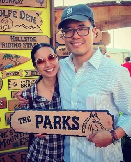 Randall Park and his wife Jae Suh Park celebrating 2020 Valentine's Day.