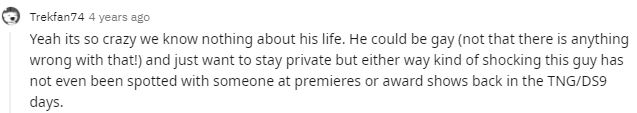 Redditor comments on Michael Dorn's Private life. Source: Reddit