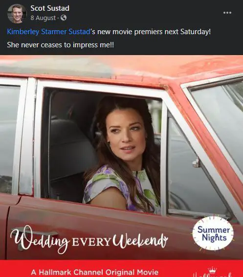 Scot Sustad promotes his wife's upcoming movie in August 2020