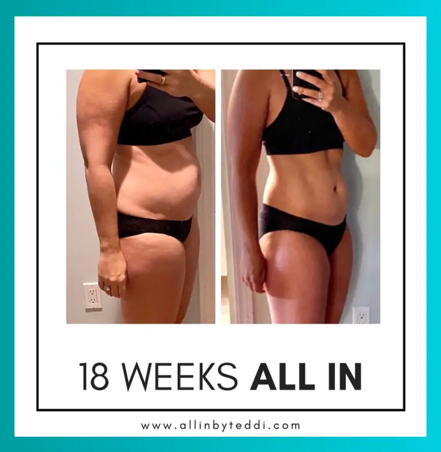 Before and after weight loss pictures from the All In plan