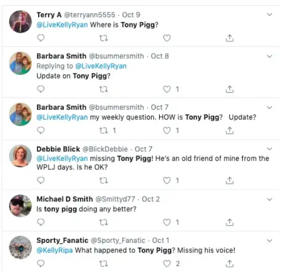 Fans Inquire About Tony Pigg On Twitter
