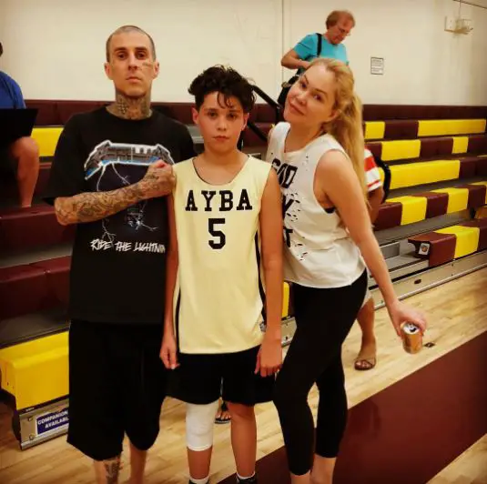 Travis Barker with his ex wife Shanna Moakler and son Brandon Asher Barker.